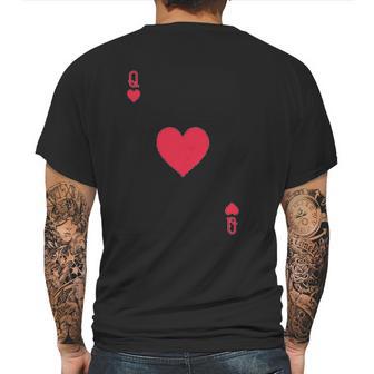 Queen Of Hearts Playing Card Easy Halloween Costume Mens Back Print T-shirt | Favorety