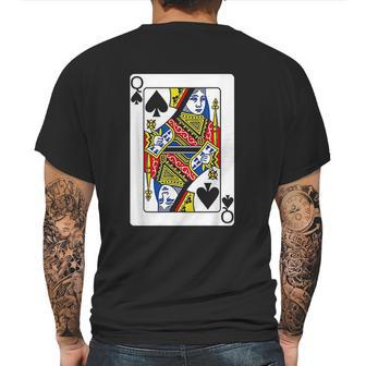 Queen Of Spades Playing Card Mens Back Print T-shirt | Favorety