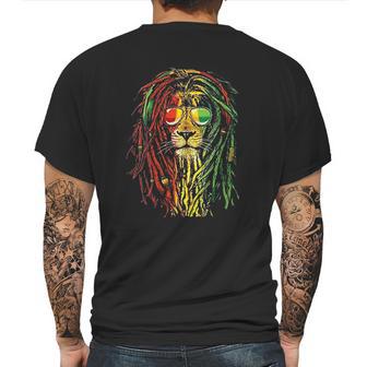 Rasta Reggae Lion Sunglass Art Gift For Rastafarian Lover Mens Back Print T-shirt | Favorety CA