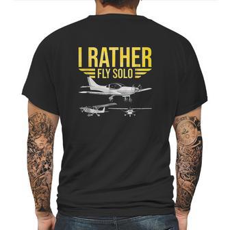 I Rather Fly Solo Funny Airplane Pilot Gift Mens Back Print T-shirt | Favorety CA