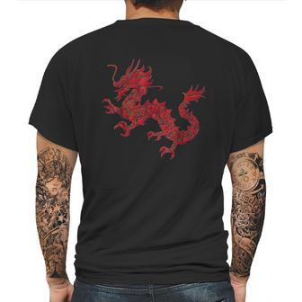 Red Chinese Firedrake Dragon Print Art Wear Mens Back Print T-shirt | Favorety