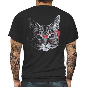 Red Linda Glasses Cat Sassy Funny Kitty Belcher Cute Mens Back Print T-shirt | Favorety