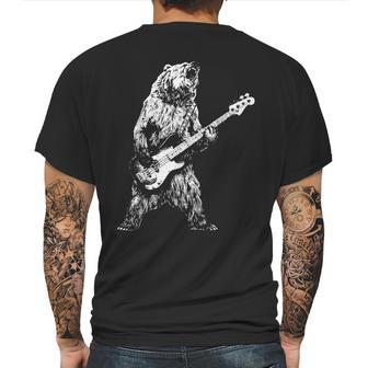 Retro Bear Playing Bass Guitar Bear Guitarist Music Lovers Mens Back Print T-shirt | Favorety UK