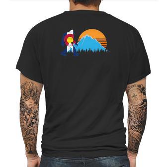 Retro Bigfoot Sun Mountain Colorado State Flag Shirt Gift Mens Back Print T-shirt | Favorety CA