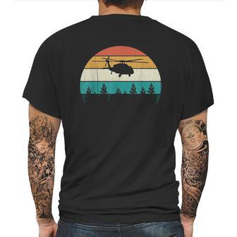 Retro Black Hawk Helicopter Pilot Vintage Sunset Mens Back Print T-shirt | Favorety