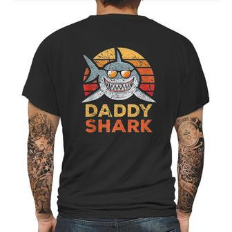 Retro Daddy Shark Design Funny Fathers Day Gift Dad Mens Back Print T-shirt | Favorety