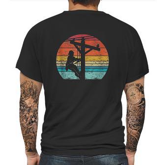 Retro Style Electric Cable Lineman Mens Back Print T-shirt | Favorety CA