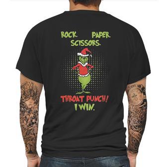 Rock Paper Scissors Throat Punch I Win Funny Grinch Mens Back Print T-shirt | Favorety UK