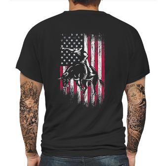 Rodeo Bull Rider Patriotic American Flag Cowboys Mens Back Print T-shirt | Favorety DE