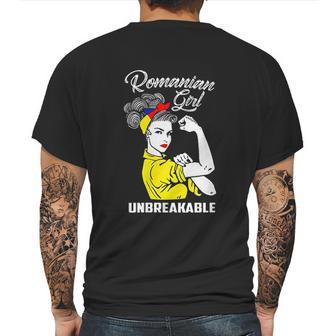 Romanian Girl Unbreakable Heritage Romania Flag Gift Mens Back Print T-shirt | Favorety UK