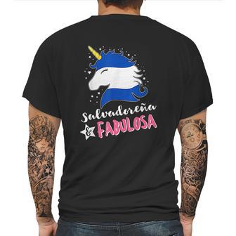 Salvadoran Flag El Salvador Unicornio Mens Back Print T-shirt | Favorety