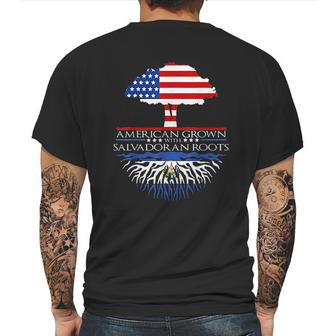 Salvadoran Roots American Grown Tree Flag Usa El Salvador Mens Back Print T-shirt | Favorety