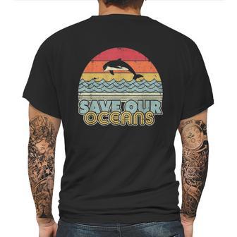 Save Our Oceans Dolphin Retro Style Climate Change Mens Back Print T-shirt | Favorety AU