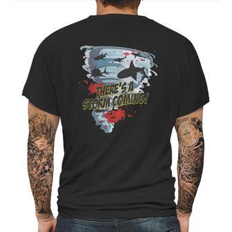 Shark Tornado - Shark Cult Movie - Shark Attack - Shark Tornado Horror Movie Parody - Storms Coming Mens Back Print T-shirt | Favorety