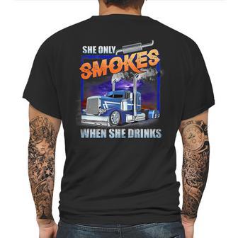 She Only Smokes When She Drinks Mens Back Print T-shirt | Favorety CA