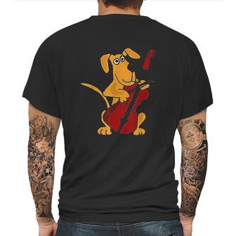 Smiletodays Brown Dog Playing Cello Mens Back Print T-shirt | Favorety DE