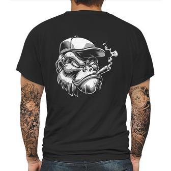 Smoking Gorilla Monkey Cigar Mens Back Print T-shirt | Favorety