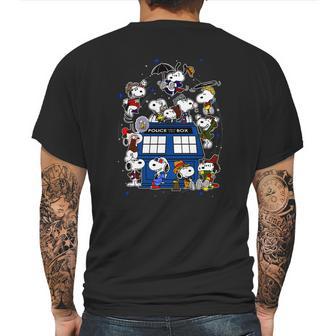 Snoopy Of Doctor Police Box Mens Back Print T-shirt | Favorety CA