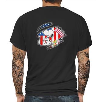 Snoopy Flag Mens Back Print T-shirt | Favorety