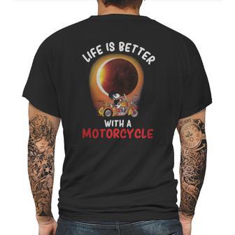 Snoopy With Motorcycle Mens Back Print T-shirt | Favorety UK