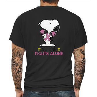 Snoopy No One Fights Alone Breast Cancer Awareness Shirt Mens Back Print T-shirt | Favorety CA