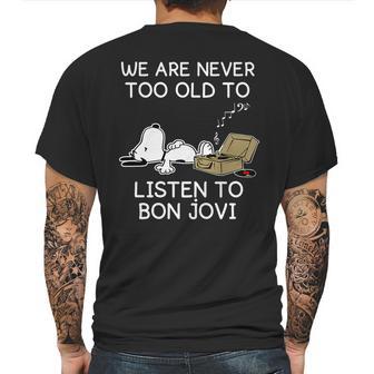 Snoopy We Are Never Too Old To Listen To Bon Jovi Mens Back Print T-shirt | Favorety CA