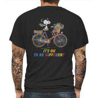 Snoopy Riding Bike It’S Ok To Be Different Autism Shirt Mens Back Print T-shirt | Favorety