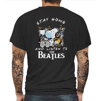 Snoopy And Woodstock Stay Home And Listen To The Beatles Shirt Mens Back Print T-shirt | Favorety