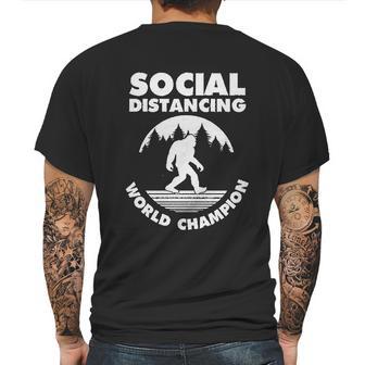 Social Distancing Bigfoot Mens Back Print T-shirt | Favorety