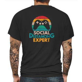 Social Distancing Expert Gaming Vintage Video Gamer Gift Mens Back Print T-shirt | Favorety