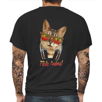 Sound Activated Cat Funny Party Animal Mens Back Print T-shirt | Favorety