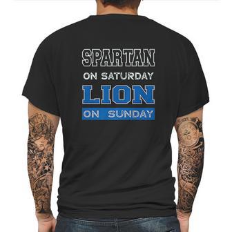 Spartan On Saturday Lion On Sunday Mens Back Print T-shirt | Favorety