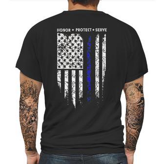 Sr Thin Blue Line Usa Protect Police Flag Army American Mens Back Print T-shirt | Favorety CA