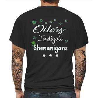 St Patricks Day Shamrock Oilers Instigate Shenanigans Funny Saying Job Title Mens Back Print T-shirt | Favorety