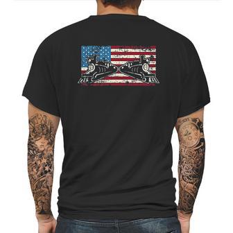 Steam Locomotive Train American Flag Mens Back Print T-shirt | Favorety CA