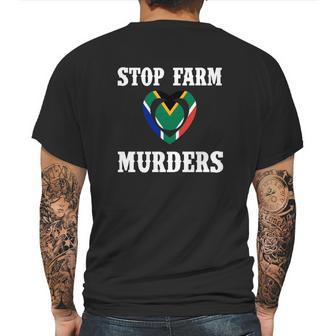 Stop Farm Murders Mens Back Print T-shirt | Favorety