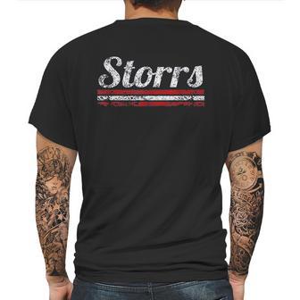 Storrs Connecticut Retro Vintage Weathered Stripe Throwback Mens Back Print T-shirt | Favorety