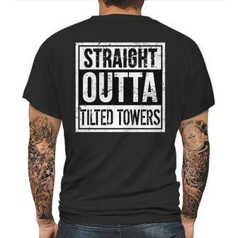 Straight Outta Tilted Towers Mens Back Print T-shirt | Favorety