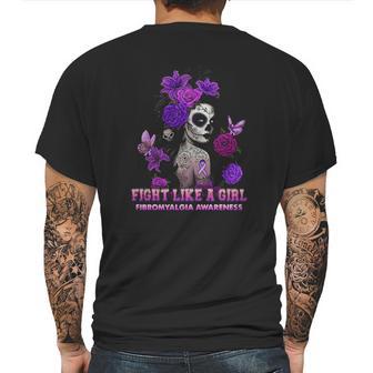 Sugar Skull Fight Like A Girl Fibromyalgia Awareness Shirt Mens Back Print T-shirt | Favorety DE