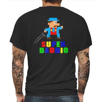 Mens Super Daddio Fathers Day Video Game Action Figure Arcade Tee Mens Back Print T-shirt | Favorety DE