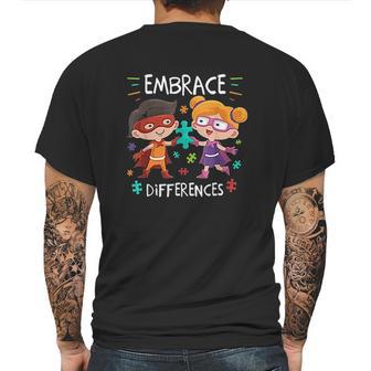 Superheroes Embrace Differences Gift Mens Back Print T-shirt | Favorety UK