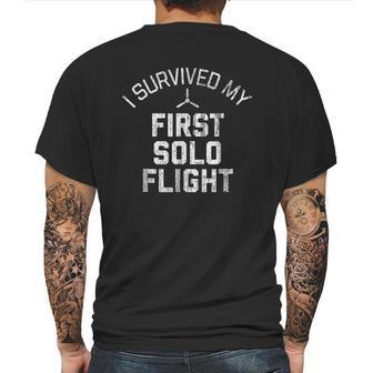 I Survived My First Solo Flight Funny New Pilot Gift Mens Back Print T-shirt | Favorety