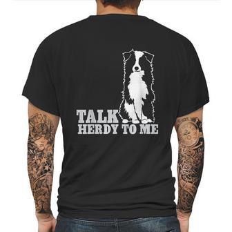 Talk Herdy To Me Australian Shepherd Aussie Dog Mens Back Print T-shirt | Favorety CA