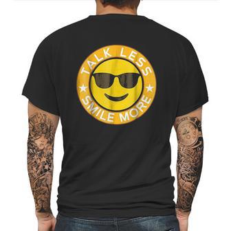 Talk Less Smile More Hamilton Yellow Emoji Smile Mens Back Print T-shirt | Favorety