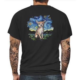 Tan Chihuahua Starry Night Impressionist Dog Art Mens Back Print T-shirt | Favorety