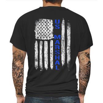 Thin Blue Line Flag American Us Marshal Mens Back Print T-shirt | Favorety CA