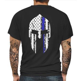 Thin Blue Line Spartan Helmet Mens Back Print T-shirt | Favorety AU