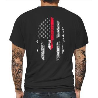 Thin Red Line Spartan Usa Flag Mens Back Print T-shirt | Favorety