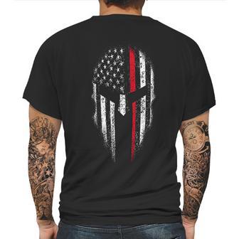 Thin Red Line Usa Flag Firefighter Spartan Mens Back Print T-shirt | Favorety UK