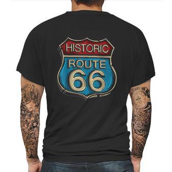 Historic Route 66 Road Sign Highway Mens Back Print T-shirt | Favorety